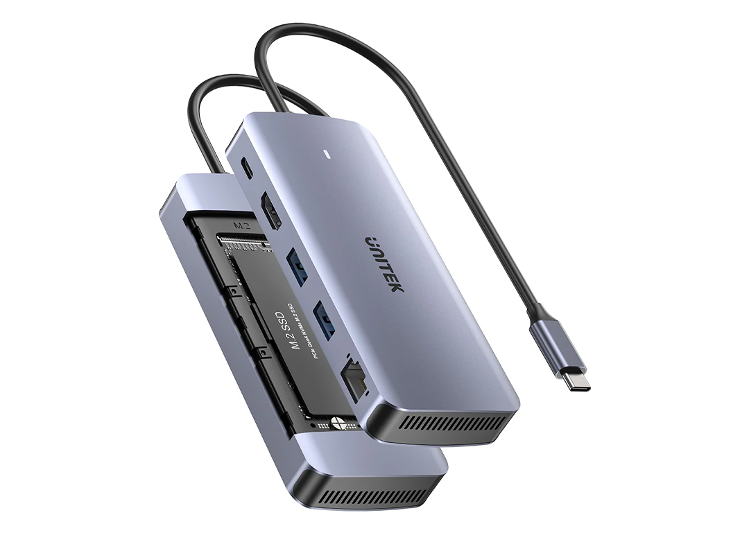Hub chia 4 trong 1 Type-C -> HDMI + LAN  + USB + Type-C tích hợp SSD UNITEK D1120A01