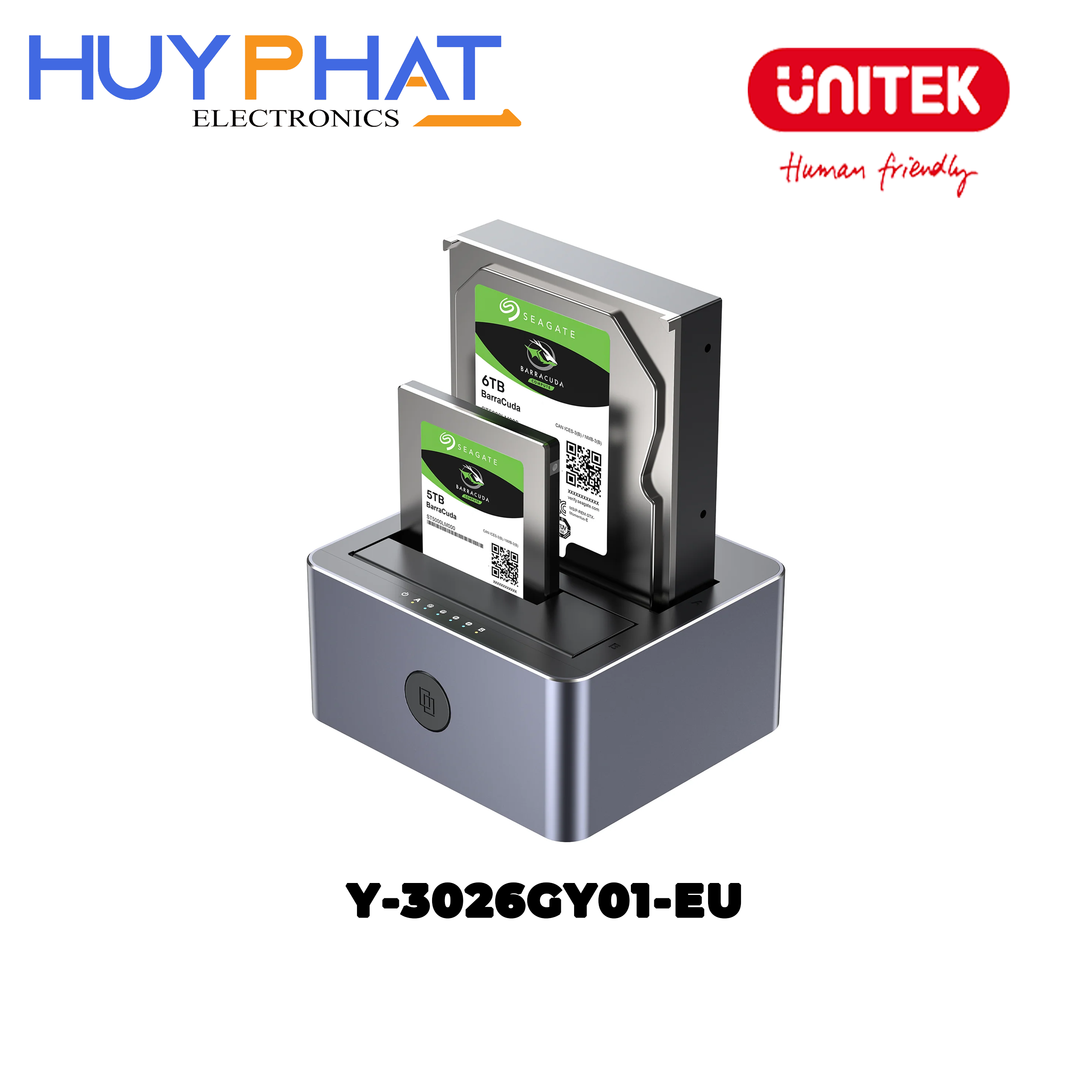 Dock ổ cứng 2.5/3.5 SATA3.0 2 khe 5Gbps UNITEK  Y-3026GY01-EU