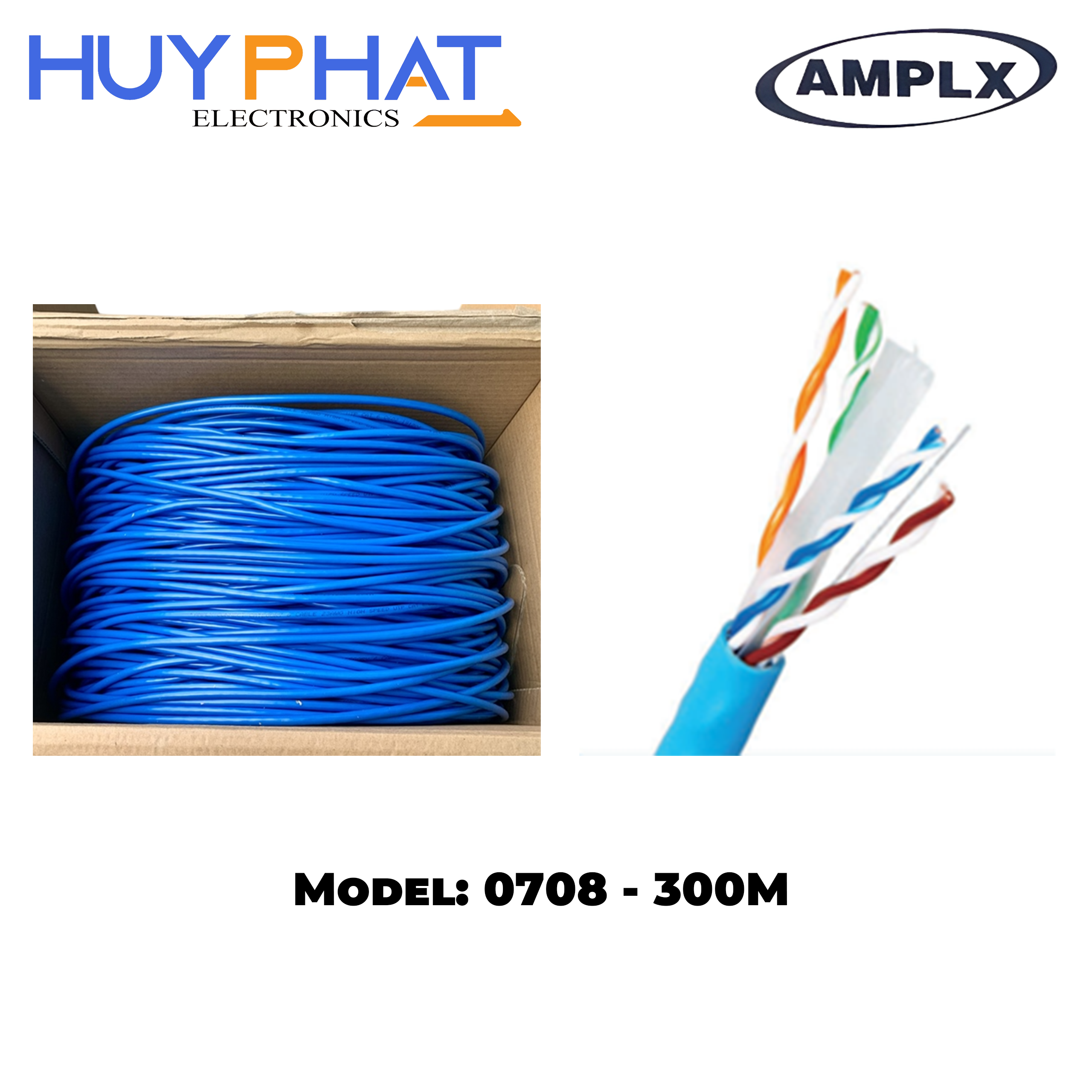 Cáp mạng cuộn UTP Cat6E 300M AMPLX 0708