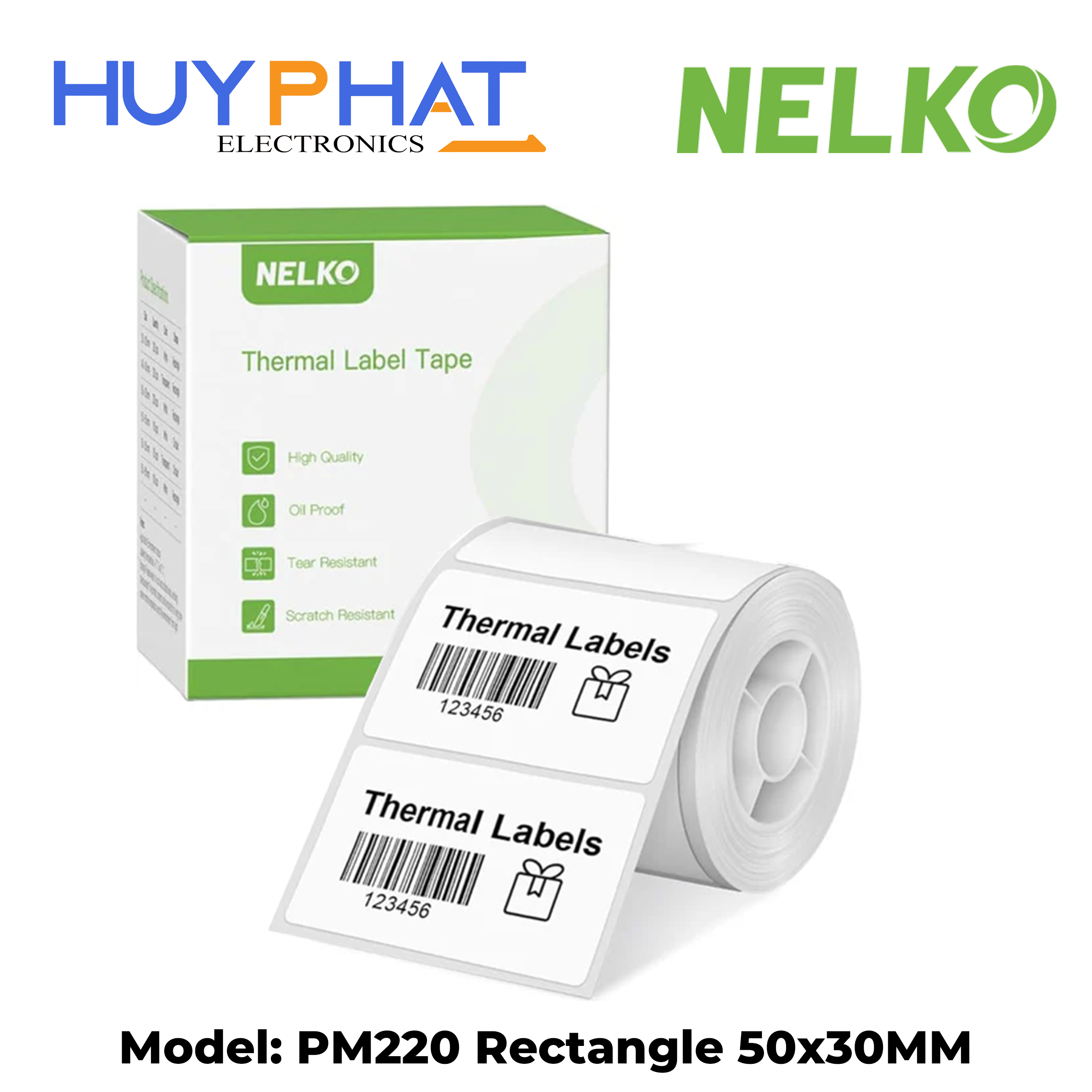 Giấy in nhãn nhiệt 50x30mm NELKO PM220 trắng