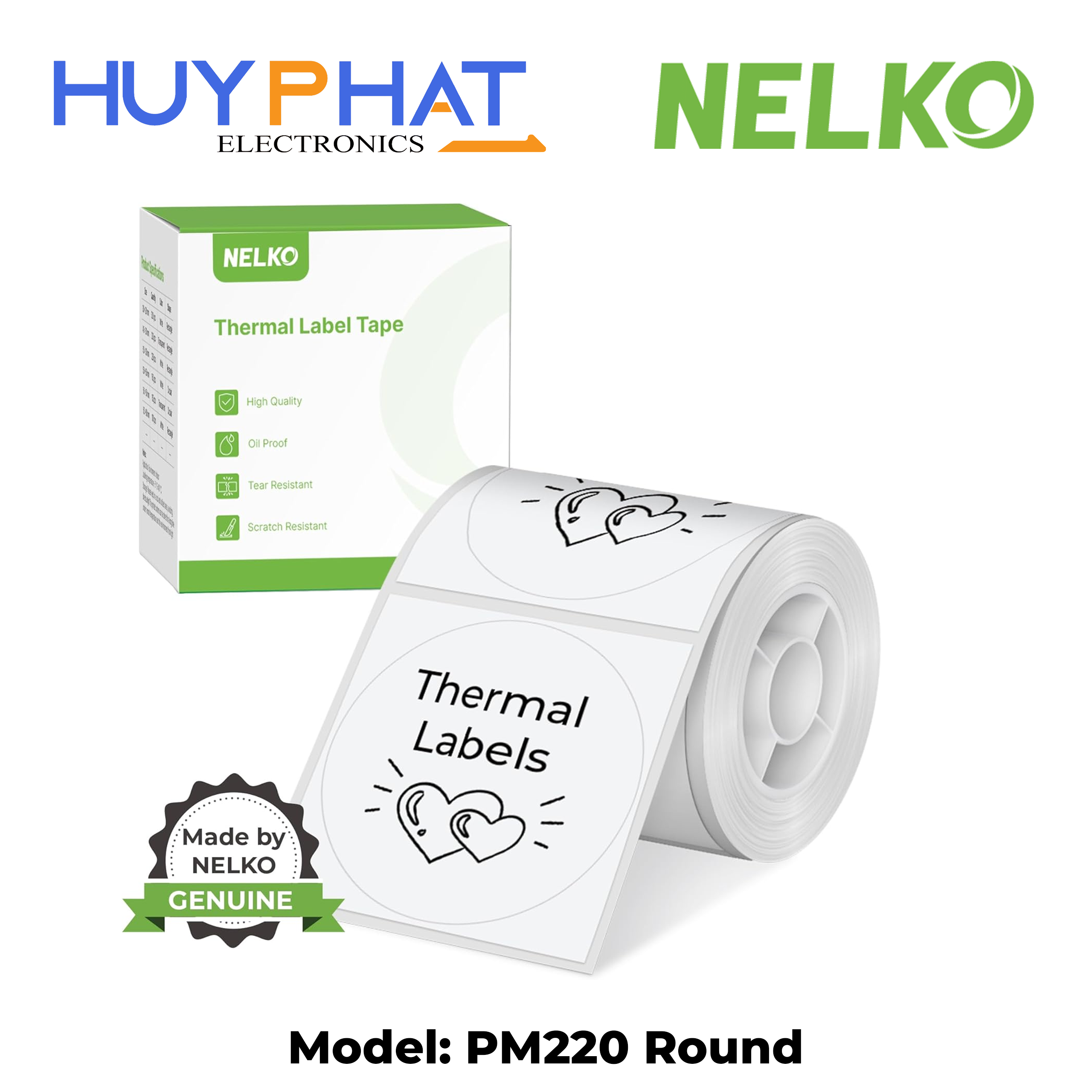 Giấy in nhãn nhiệt tròn 2 inch 50mm NELKO PM220 Trắng