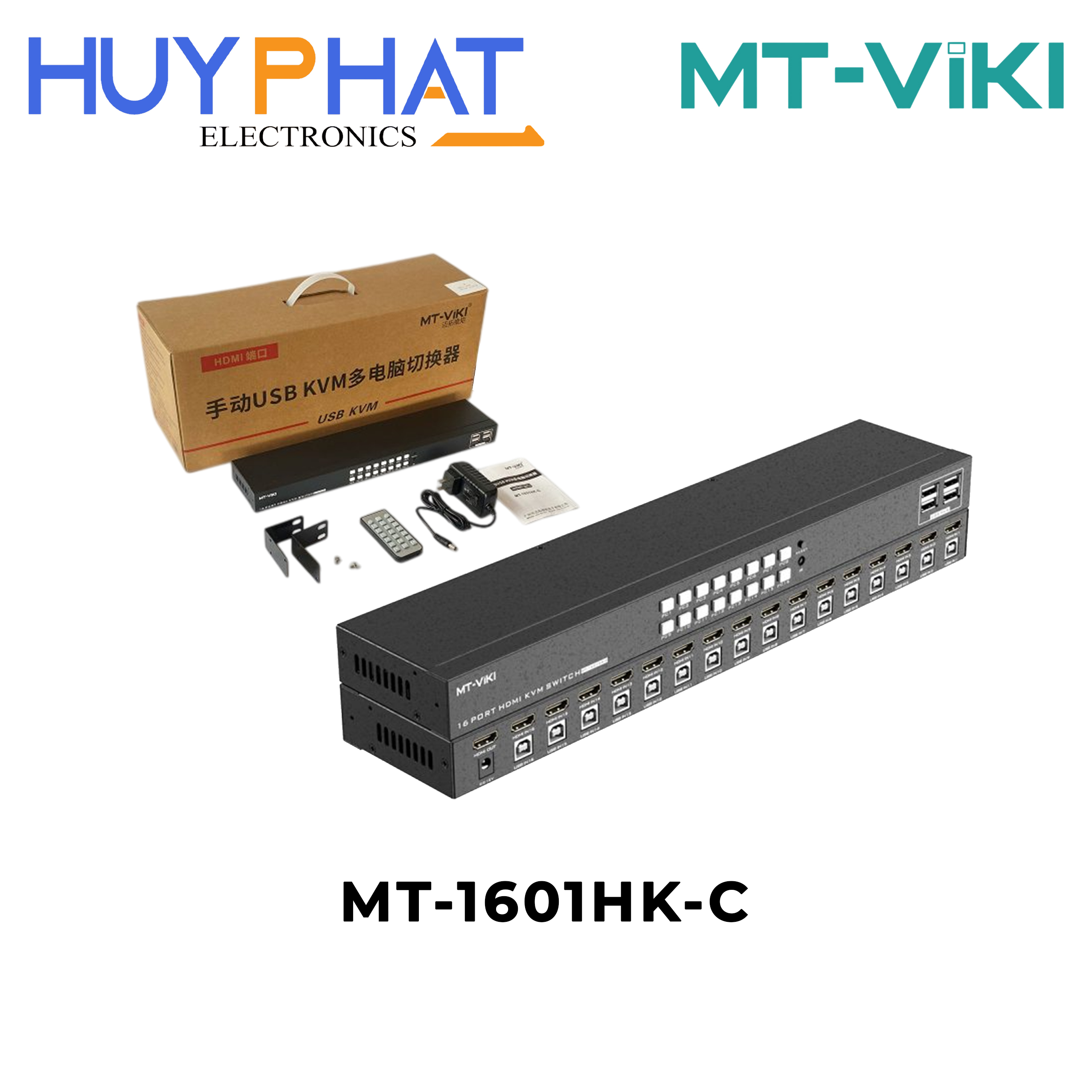Bộ chuyển mạch HDMI KVM 16 cổng có điều khiển từ xa IR MT-VIKI MT-1601HK-C