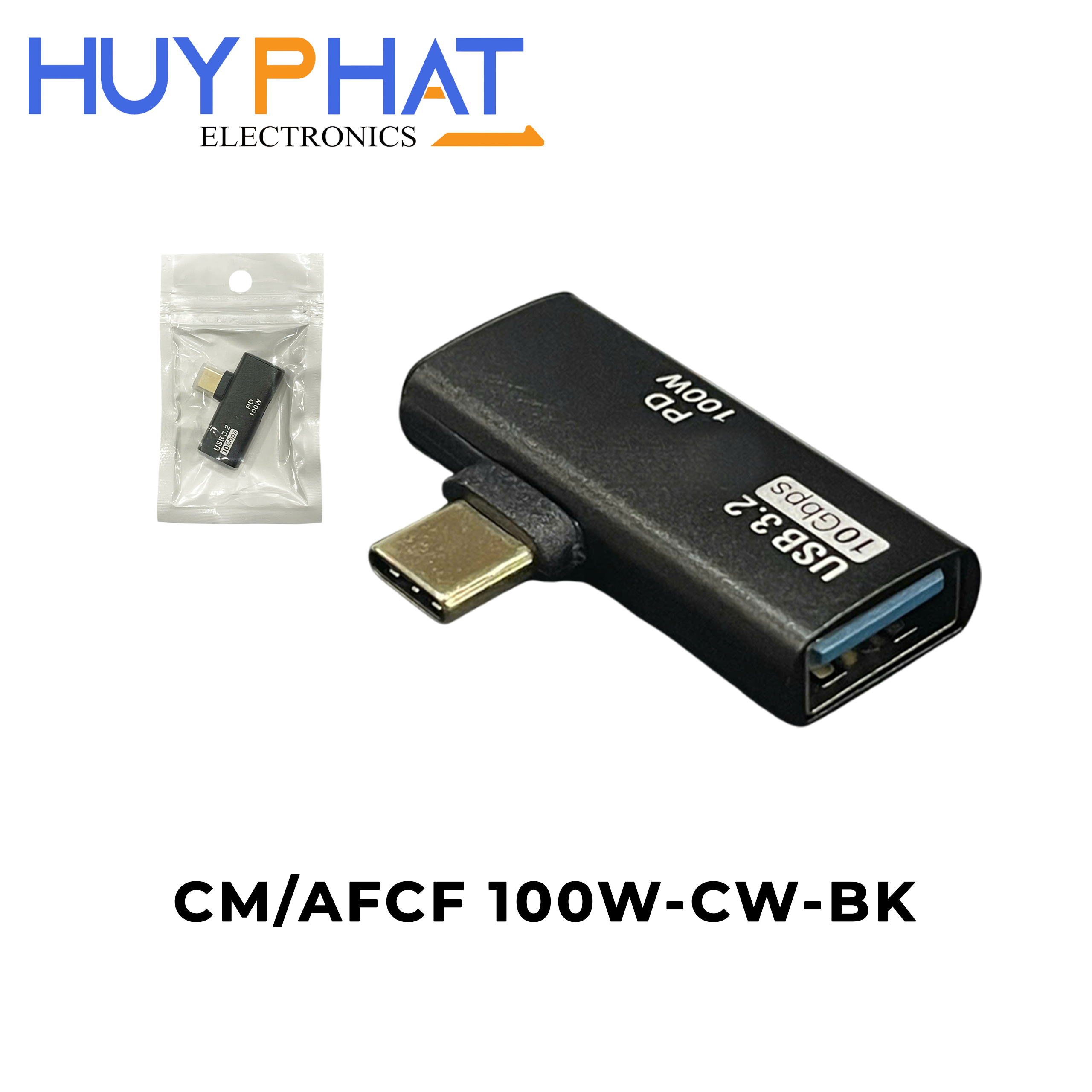 Đầu đổi Type-C ->USB3.2 + PD100W CM/AFCF 100W-CW-BK