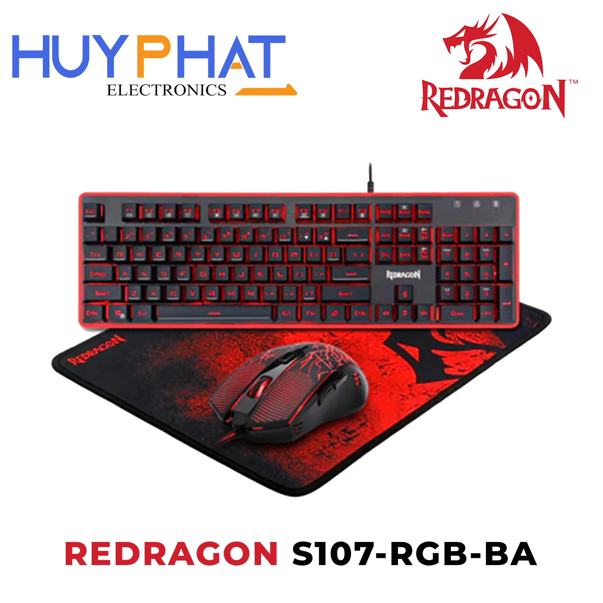 Bàn phím và chuột + lót chuột có LED RGB REDRAGON S107
