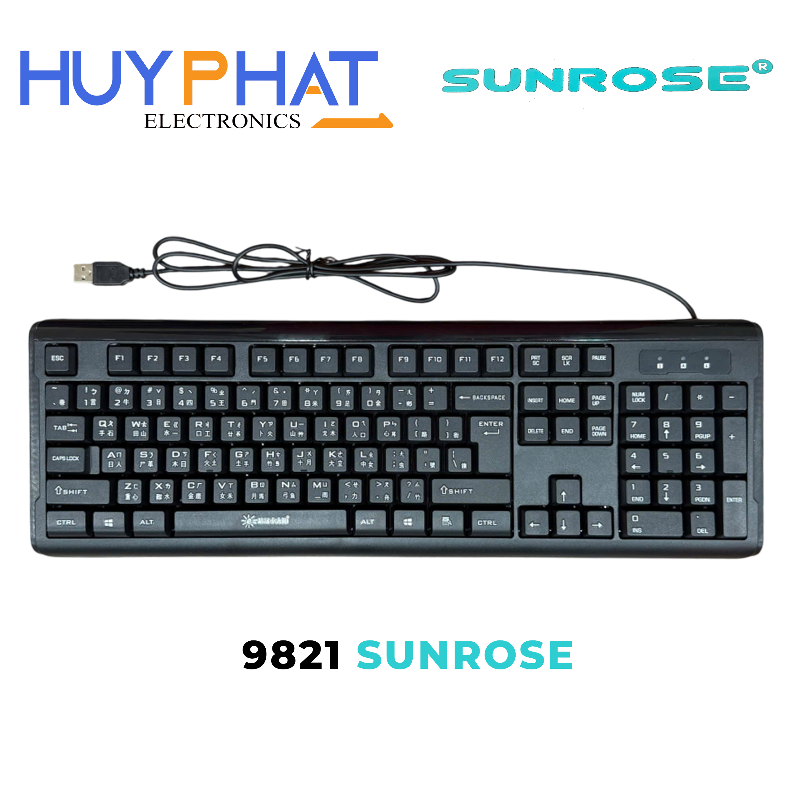 Bàn phím văn phòng có dây USB Tiếng Hoa SUNROSE 9821