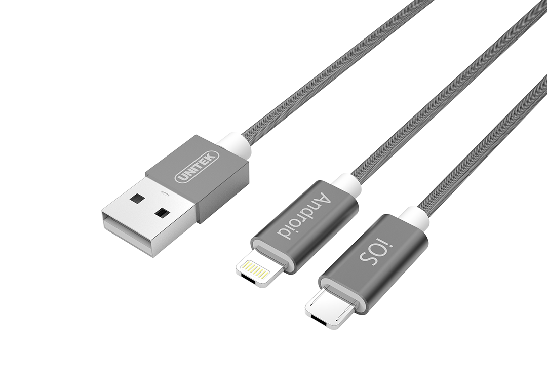 Cáp USB 2.0 -> Lightning + Micro USB UNITEK Y-C4023GY