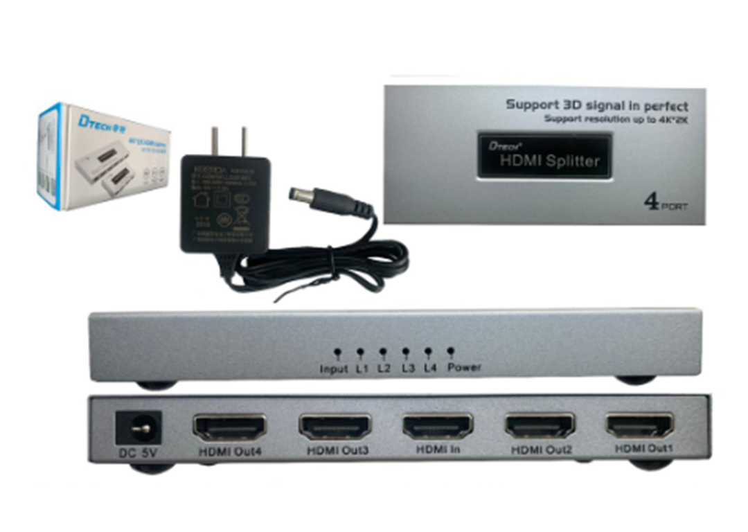 Bộ chia Multi HDMI 1 -> 4, hỗ trợ 4K 340MHz - Mini - DTECH DT-7144A MS