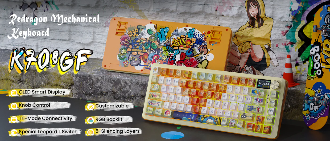 Redragon mechanical keyboard graffiti landing background