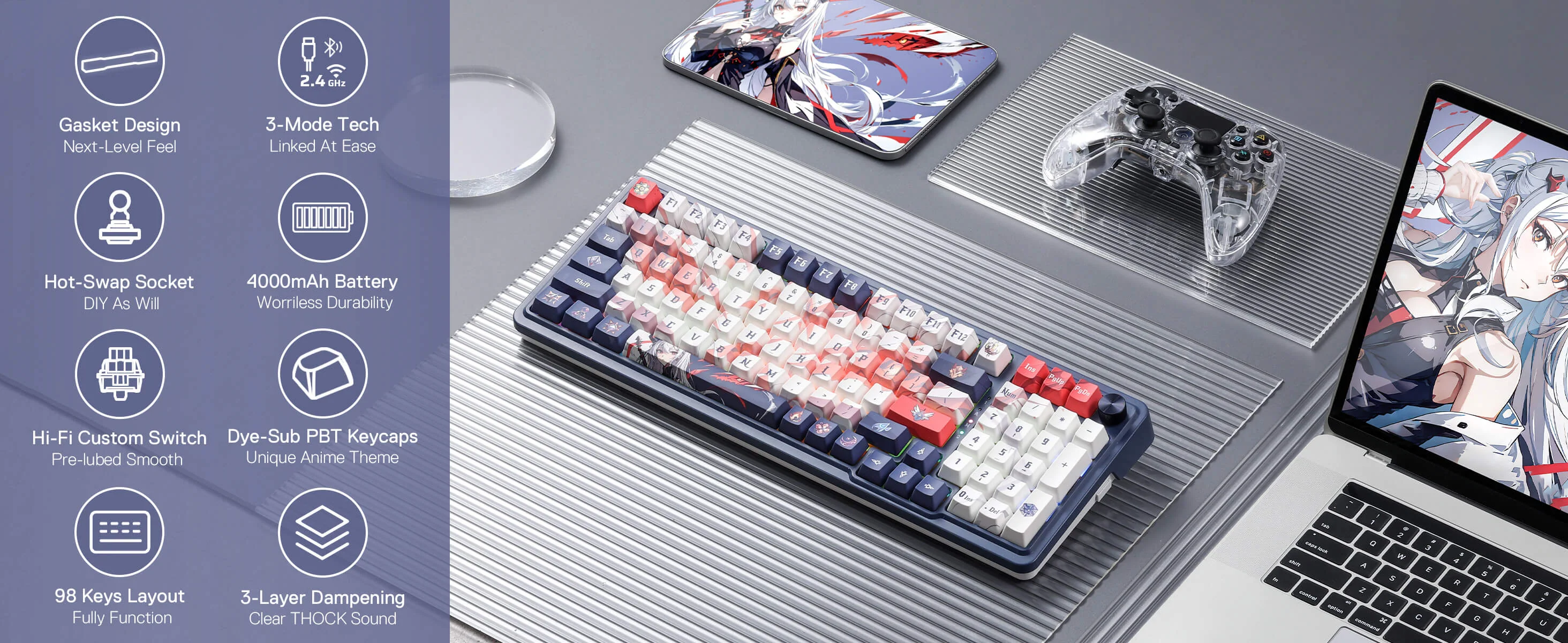 Tri-mode Gaming Setup Redragon keyboard background